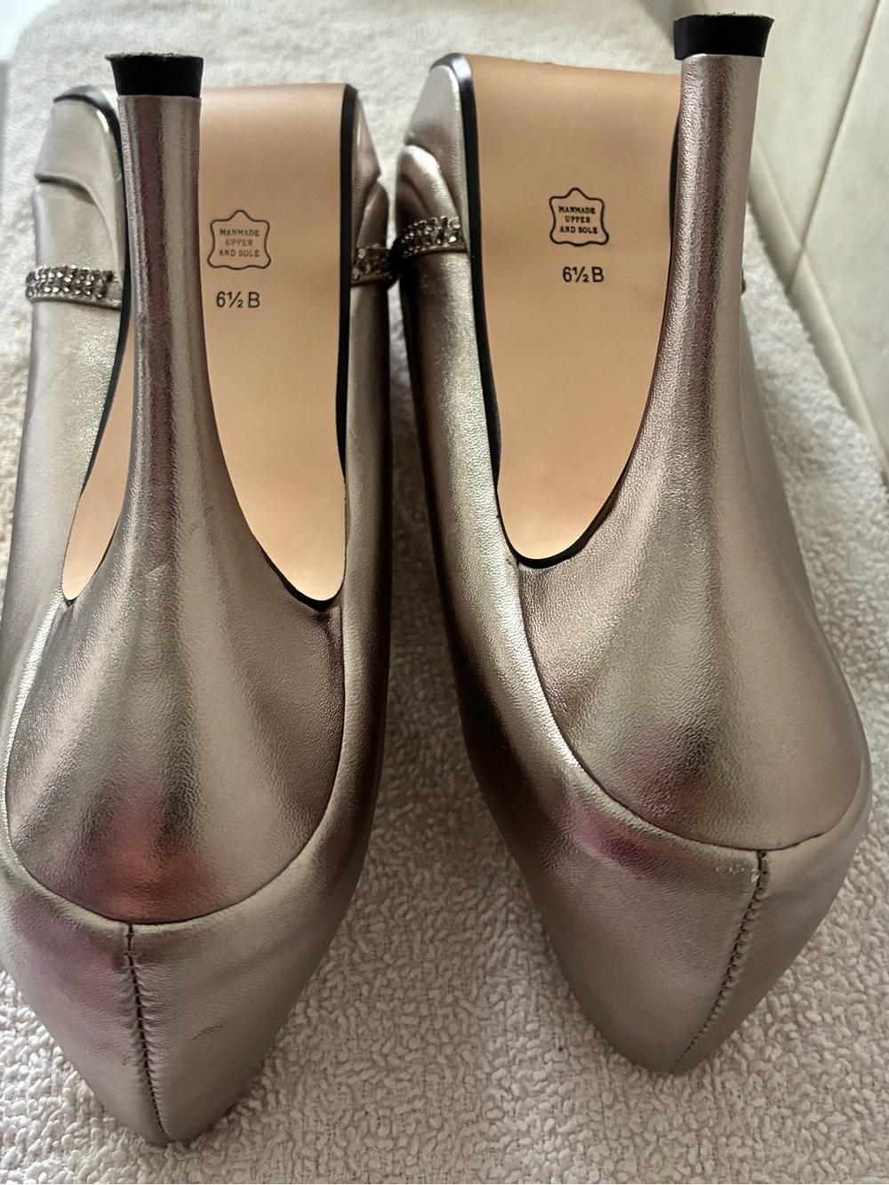 Caparros Metallic Rose Heels with Crystal-Trim Peep Toe 6 1/2 - Picture 5 of 9
